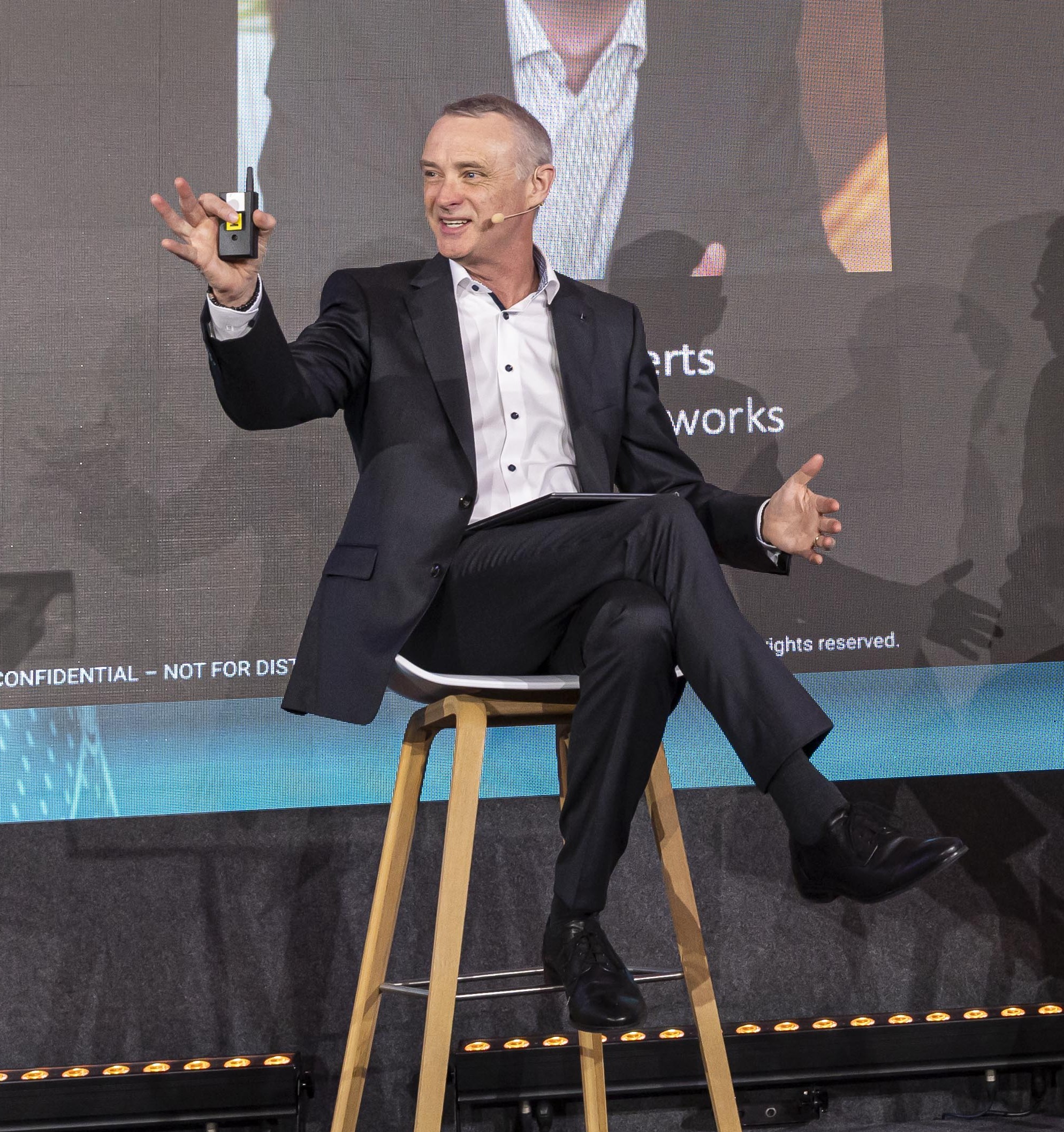 Garrett O'Keeffe facilitating a session from the stage